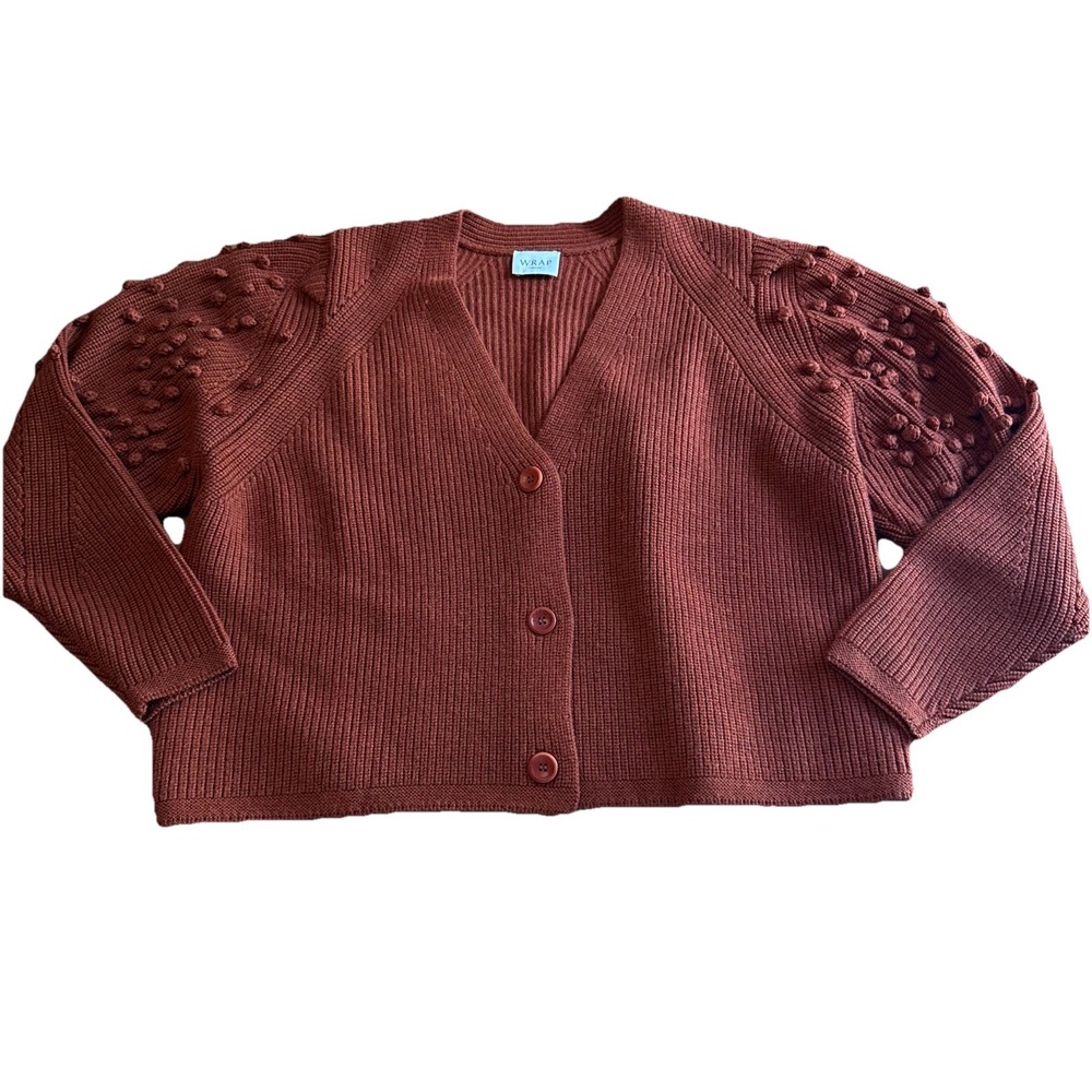 Wrap London Cardigan Rust Orange Womens US 16 Chunky Knit Cotton Cropped